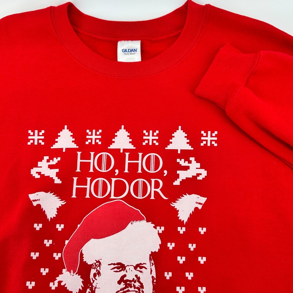 Game of‎ Thrones Ho Ho Hodor Ugly Christmas Sweater Red Gildan 2XL
